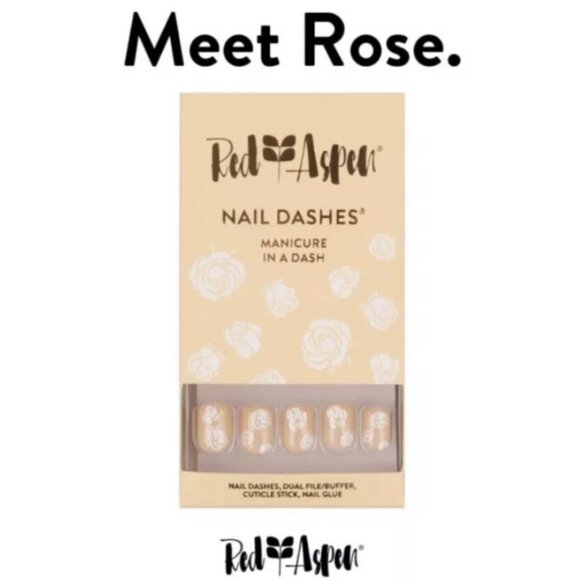 Red Aspen Rosewood Charm Reusable Nail Dashes Floral Design - Picture 2 of 7